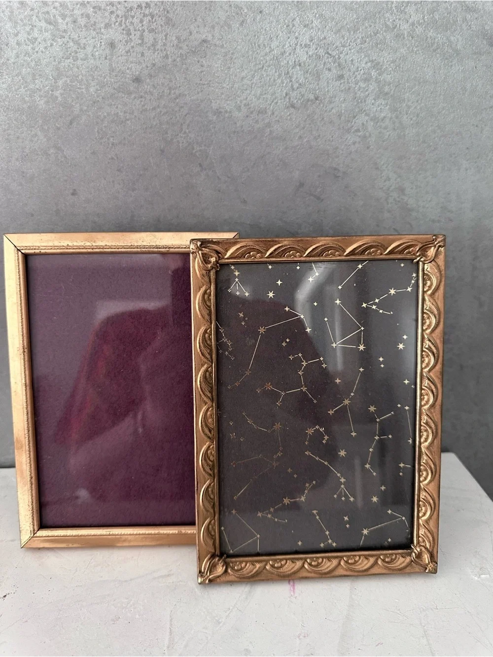 2 Ornate PEARL TRIM Gold Tone Metal 5 x 7 Inch Picture Frame Vintage